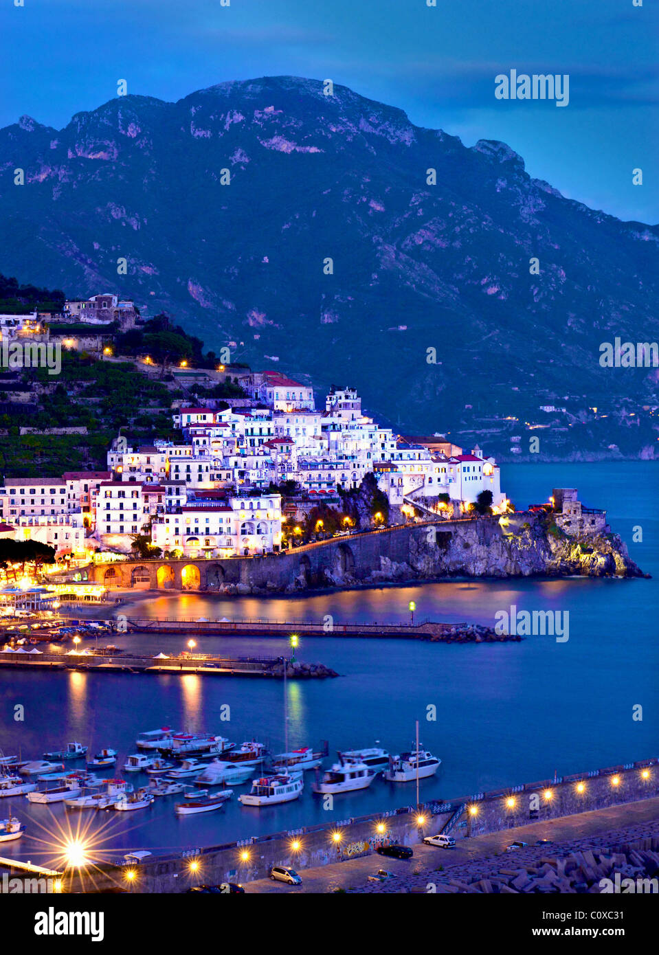 Amalfi Küste, Nacht. Italien Stockfoto