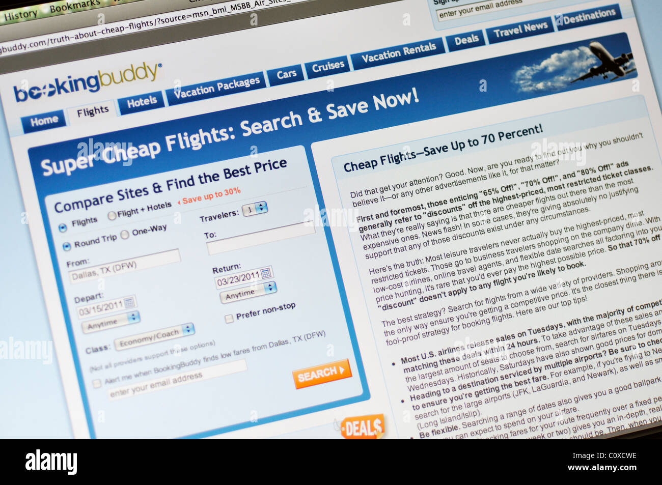 Buchung Reservierung Buddy Reiseportal Stockfoto