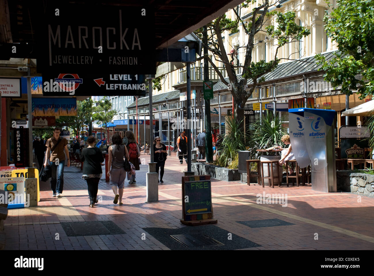 Cuba Street (Zentrum der Café-Kultur), Wellington, Neuseeland Stockfoto