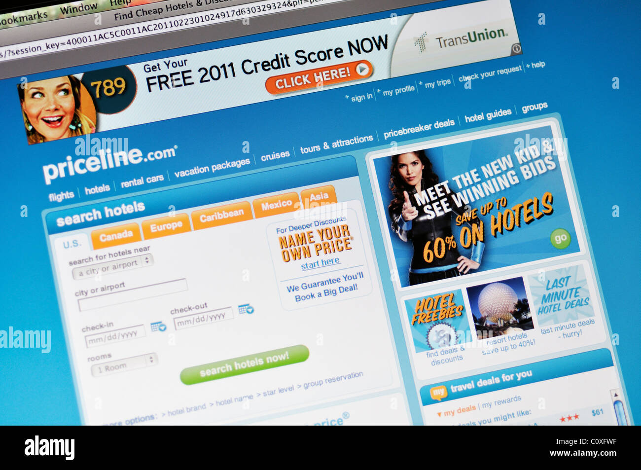 Priceline-Webseite Stockfoto