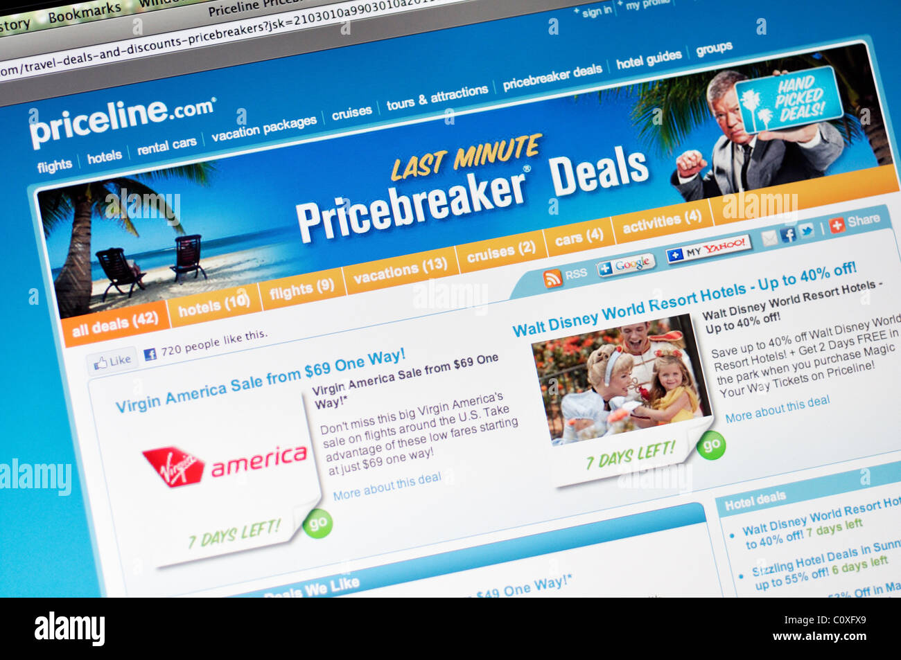 Priceline-Webseite Stockfoto
