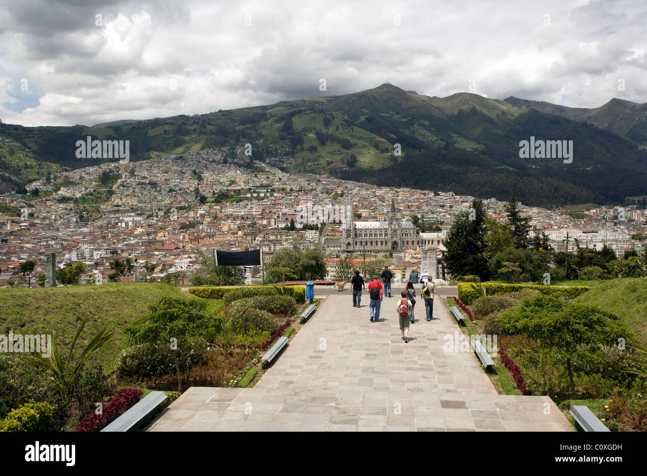 Touristen am Parque Itchimbia - Quito, Ecuador Stockfoto