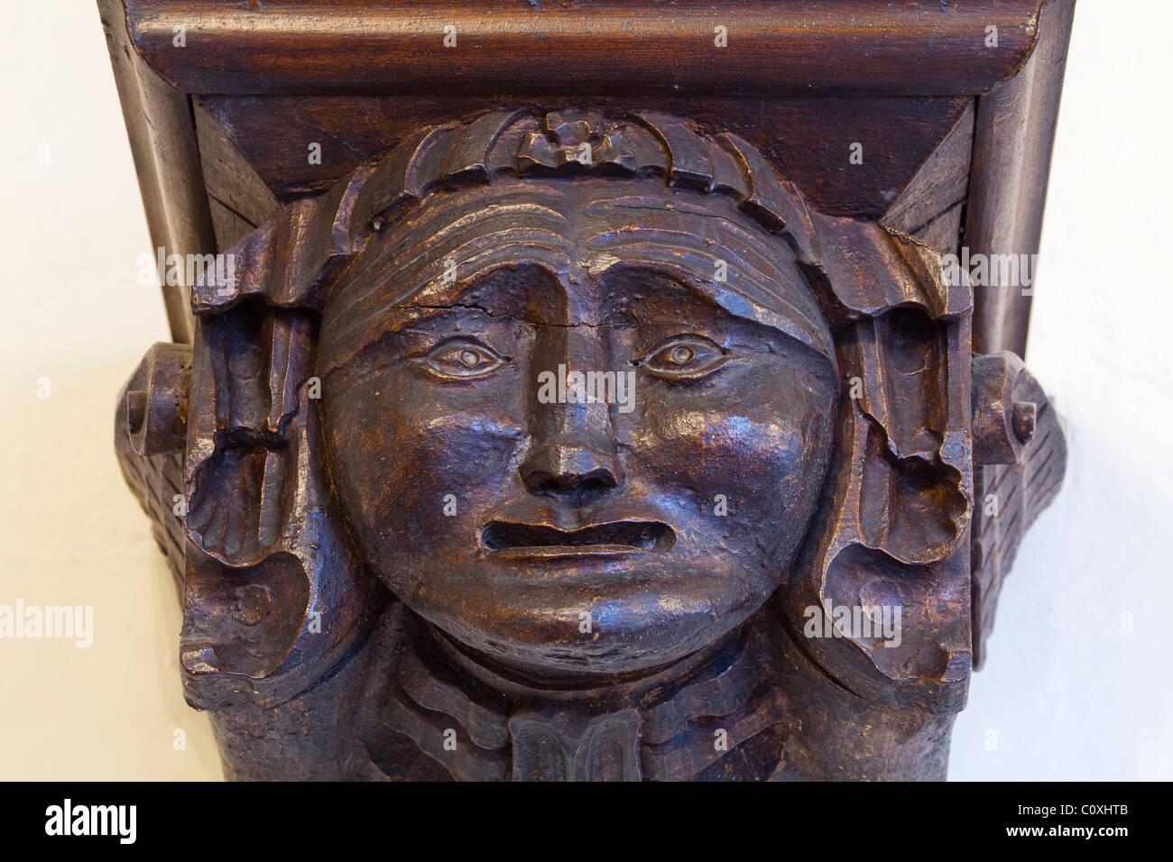 Holzschnitzereien im Bankettsaal in der Guildhall, Boston Stockfoto