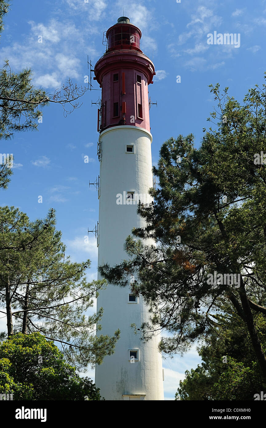 Leuchtturm von le Cap Ferret, Arcachon Bay, Bassin, Departement Gironde, Frankreich Stockfoto
