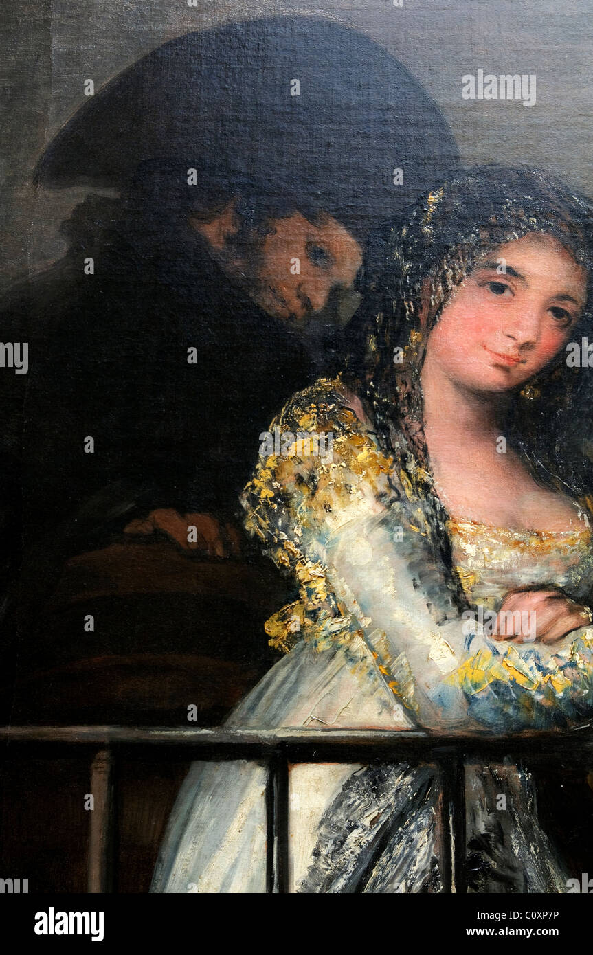Detail: Majas auf einem Balkon, zugeschrieben, Francisco de Goya y Lucientes, Spanisch, 76 3/4 x 49 1/2 Zoll 194 9 x 125 7cm, Metropolita Stockfoto