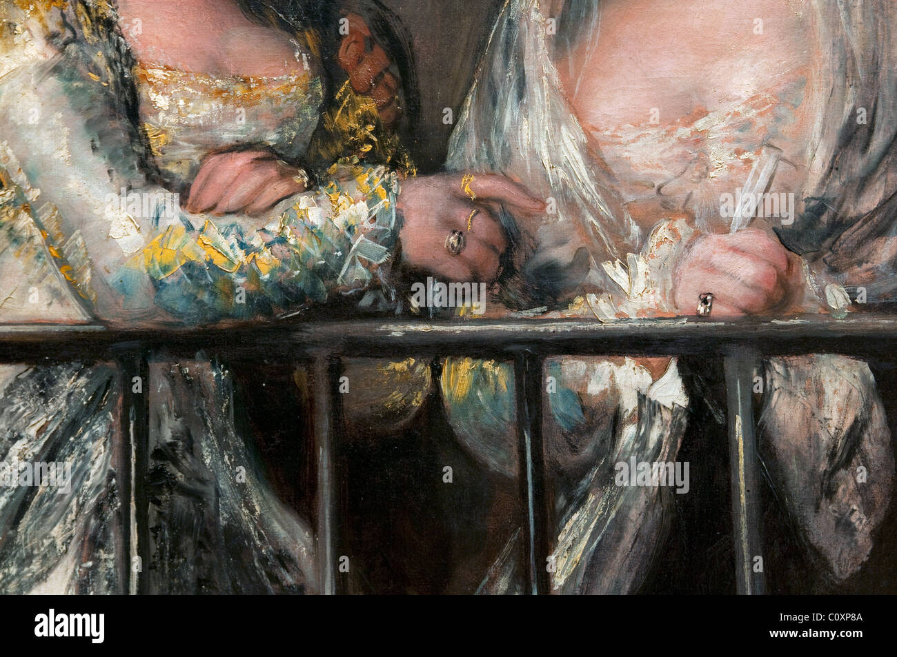 Detail: Majas auf einem Balkon, zugeschrieben, Francisco de Goya y Lucientes, Spanisch, 76 3/4 x 49 1/2 Zoll 194 9 x 125 7cm, Metropolita Stockfoto