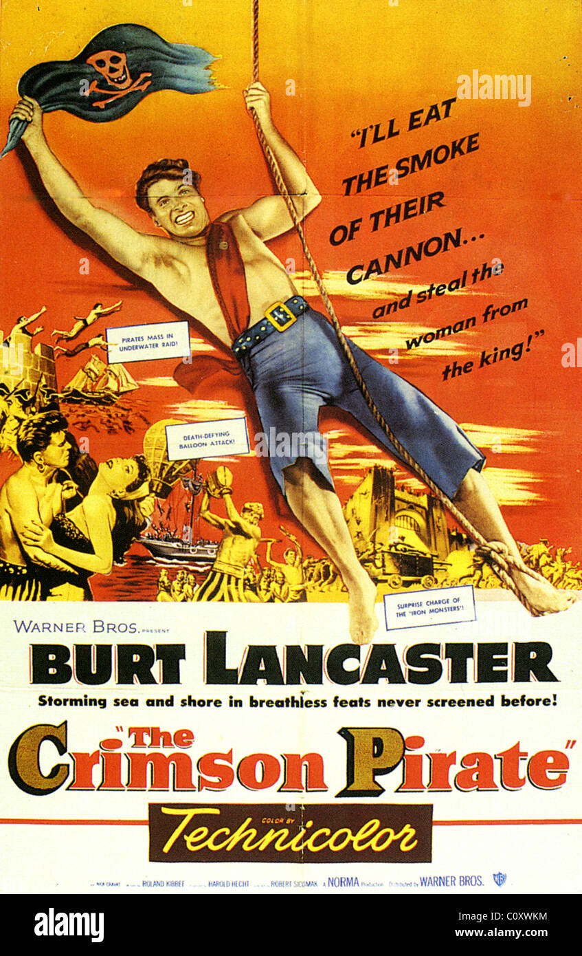 DER rote Korsar Plakat für 1952 film Warner Bros mit Burt Lancaster Stockfoto