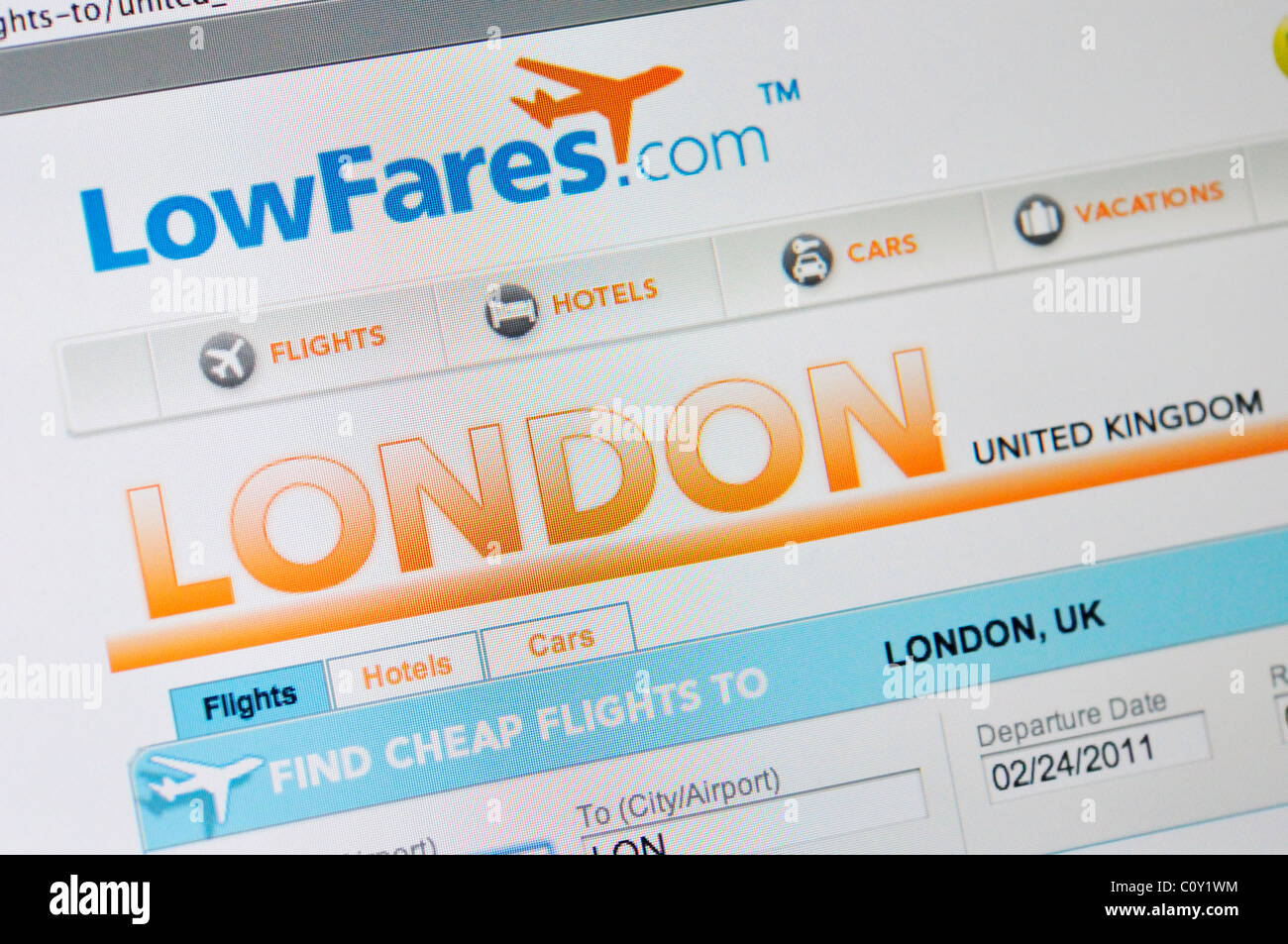 LowFares Webseite Stockfoto