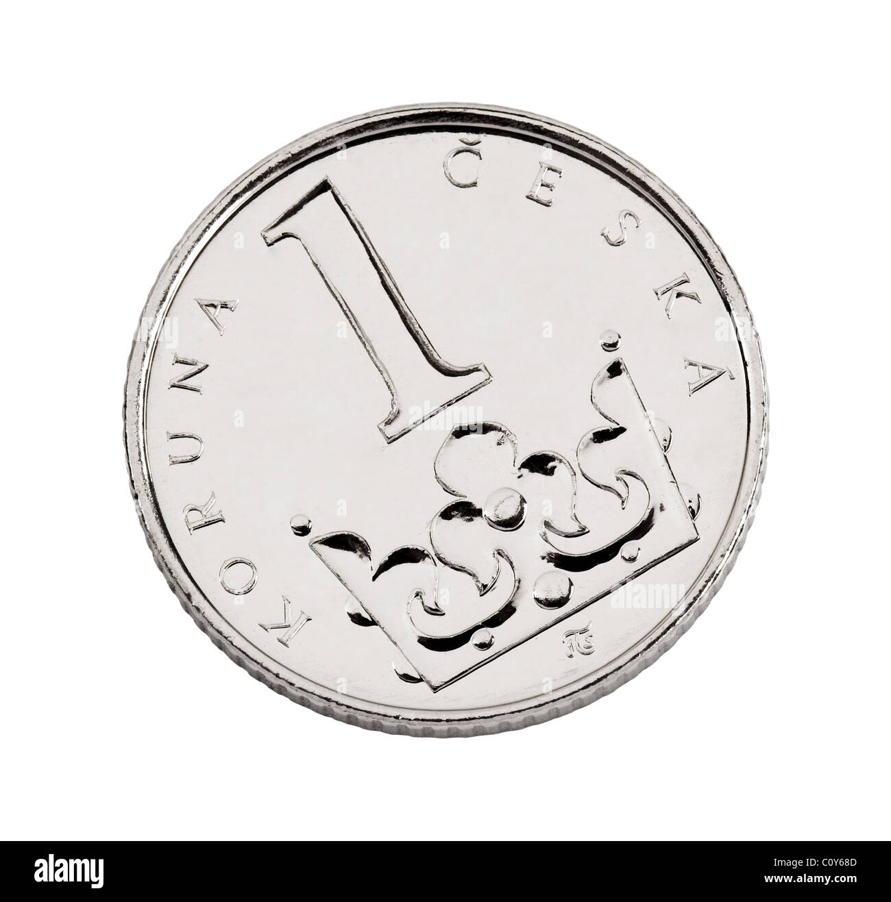 Tschechische 1-Kronen-Münze aus vernickeltem Stahl gefertigt Stockfoto