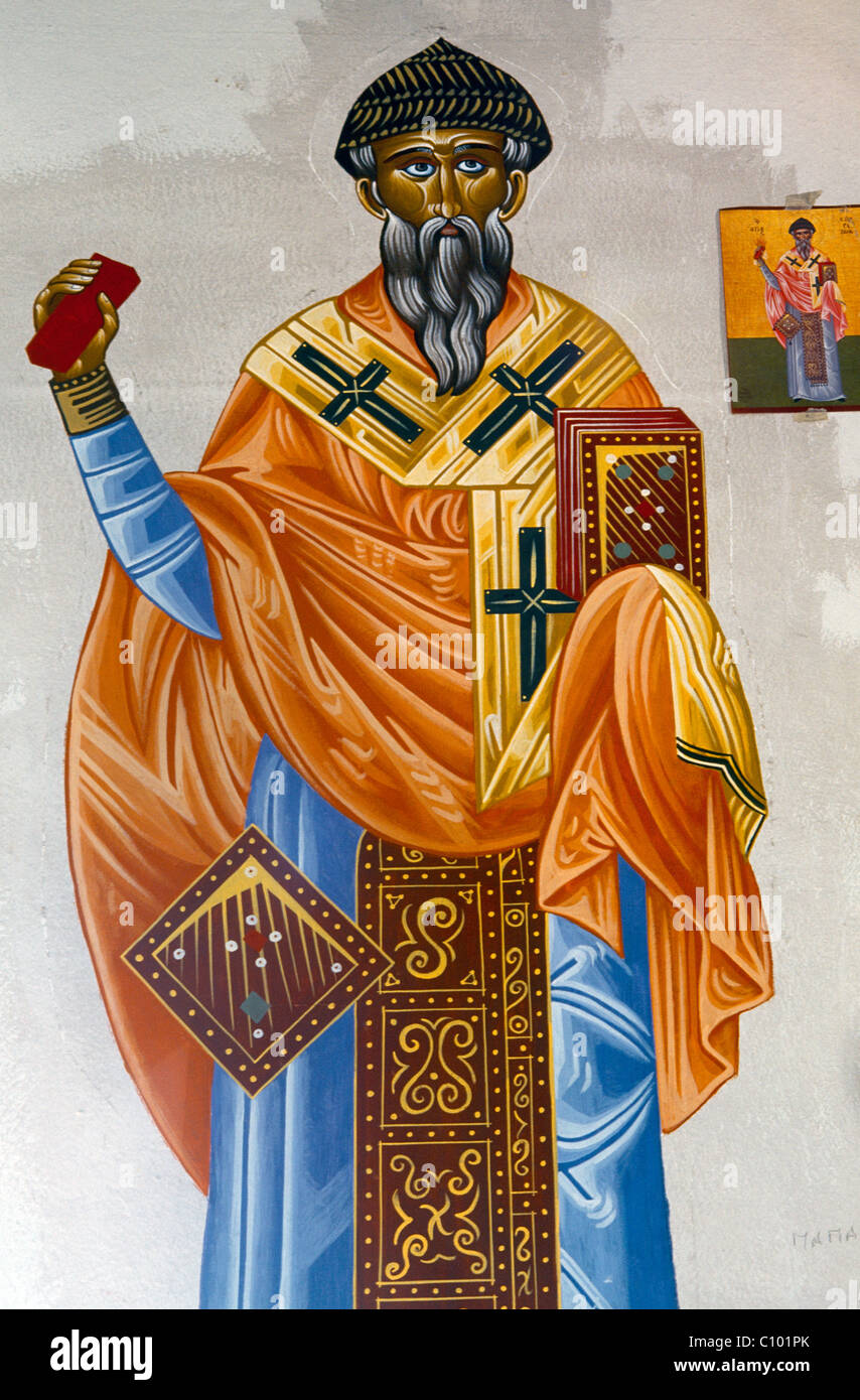 Samos Griechenland Potami Agios Nikolaos Gemälde des Heiligen Stockfoto