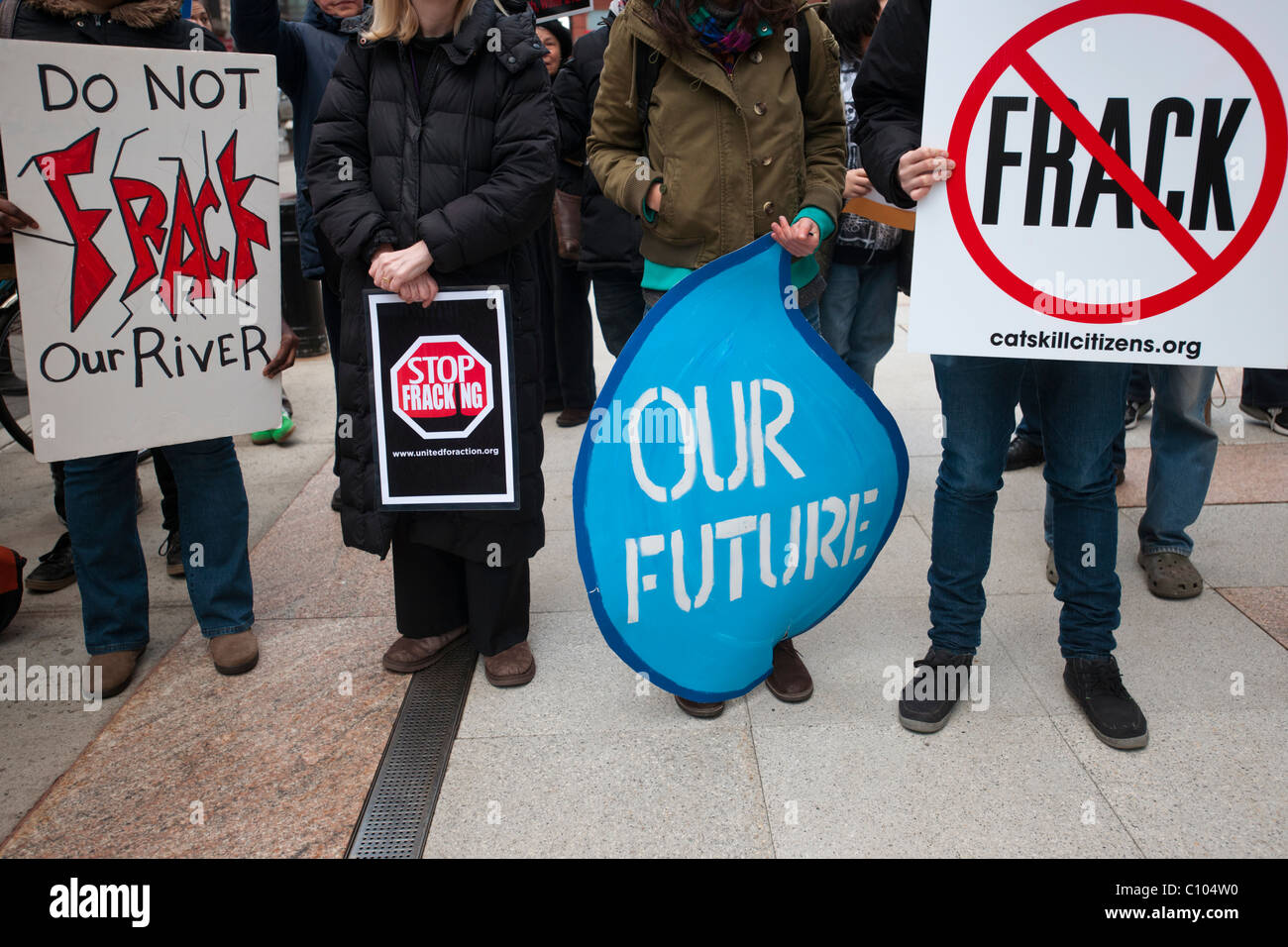 Aktivisten Kundgebung gegen geplante Fracking in den Delaware River Basin Stockfoto