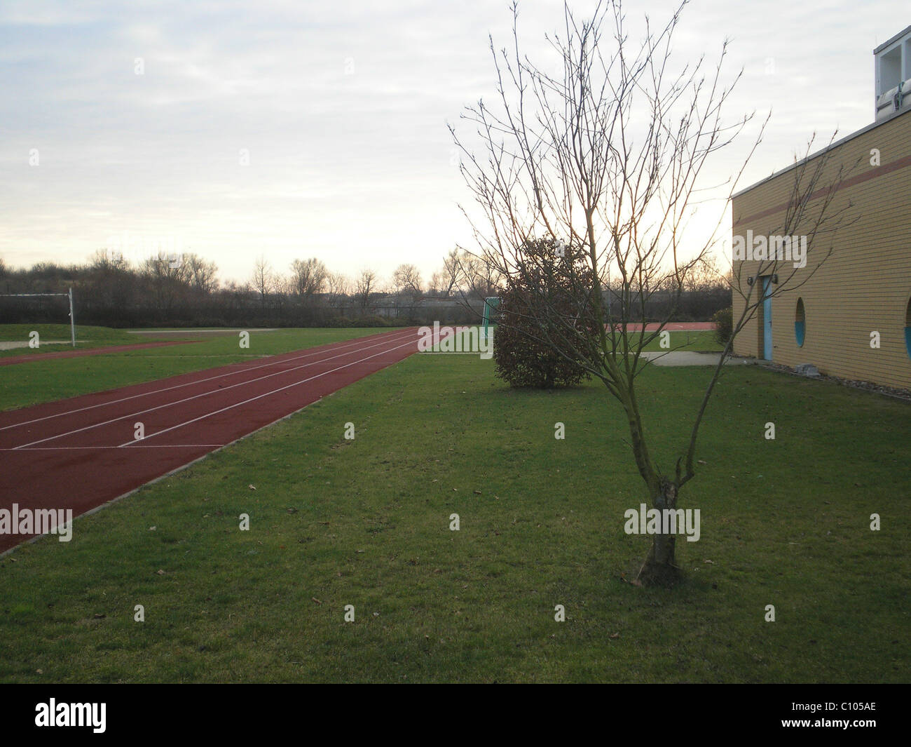 Kurfuerst-Joachim-Friedrich-Gymnasium-Gymnasium, die von Bill Kaulitz und Tom Kaulitz von Tokio Hotel besucht wurde. Stockfoto