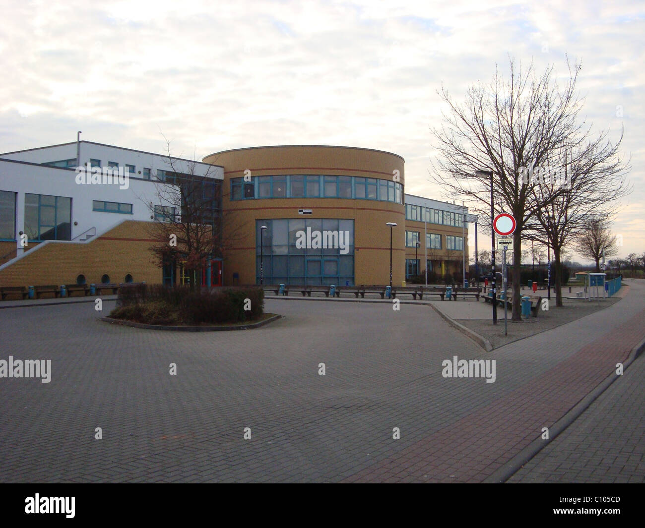 Kurfuerst-Joachim-Friedrich-Gymnasium-Gymnasium, die von Bill Kaulitz und Tom Kaulitz von Tokio Hotel besucht wurde. Stockfoto