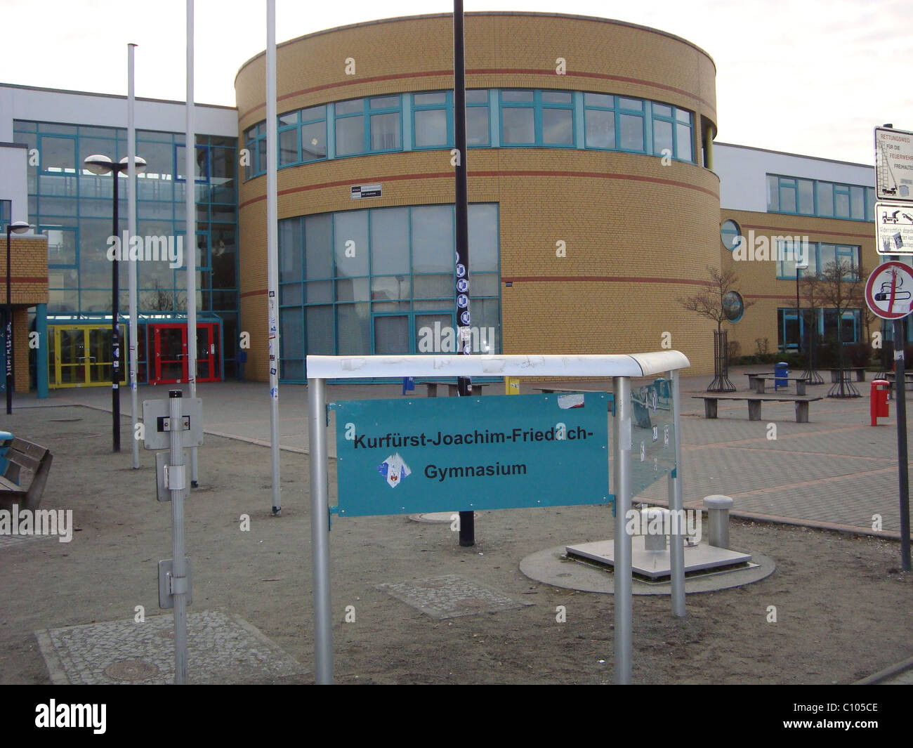 Kurfuerst-Joachim-Friedrich-Gymnasium-Gymnasium, die von Bill Kaulitz und Tom Kaulitz von Tokio Hotel besucht wurde. Stockfoto