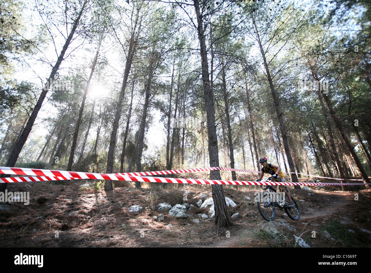 Downhill Fahrrad-Rennen Stockfoto