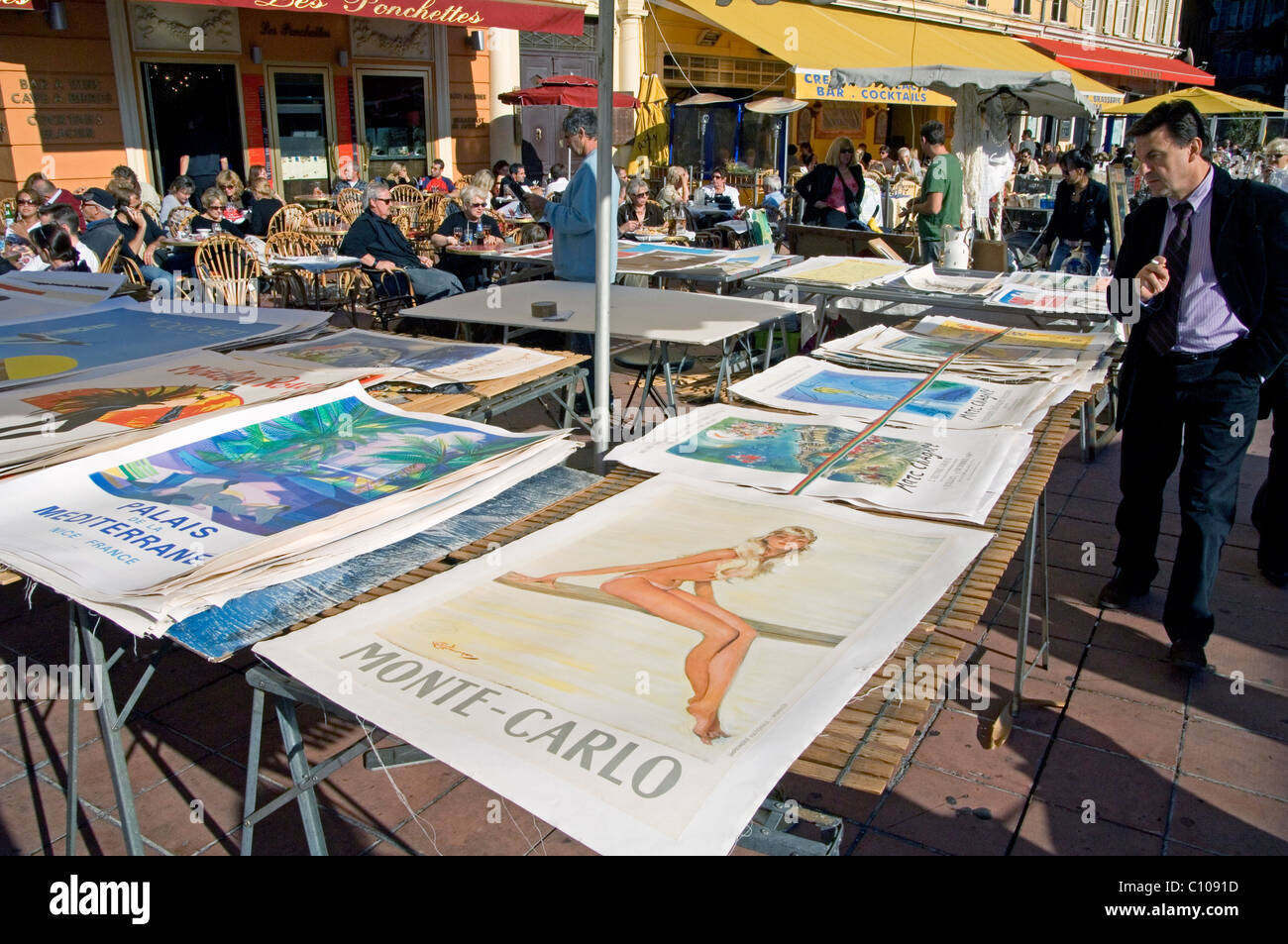 Nizza Cote d'Azur Frankreich - Cours Saleya Markt Stockfoto