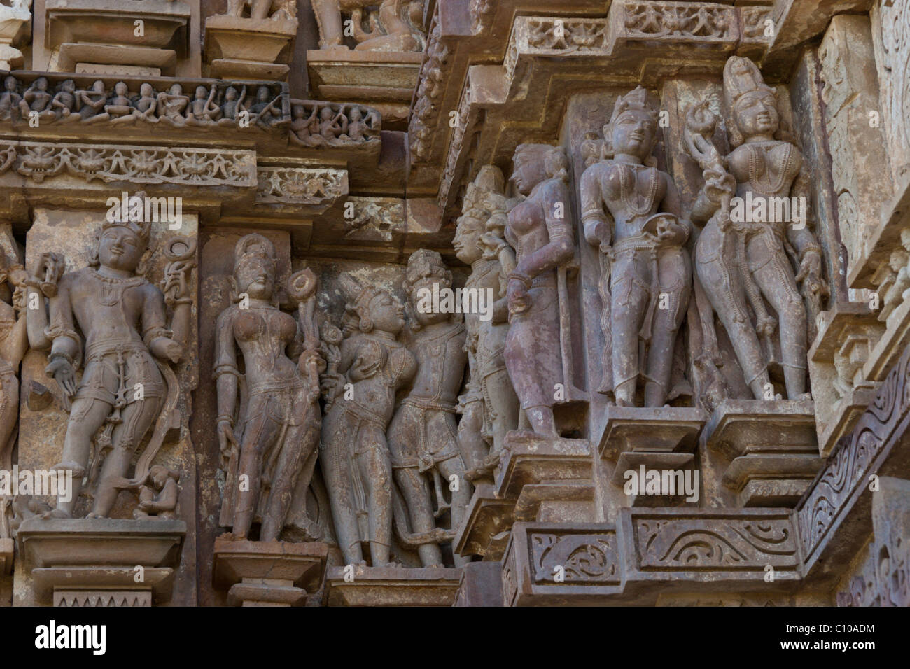 Reisen Indien Khajuraho Tempel Kama Sutra Tourismus Statuen Stockfoto