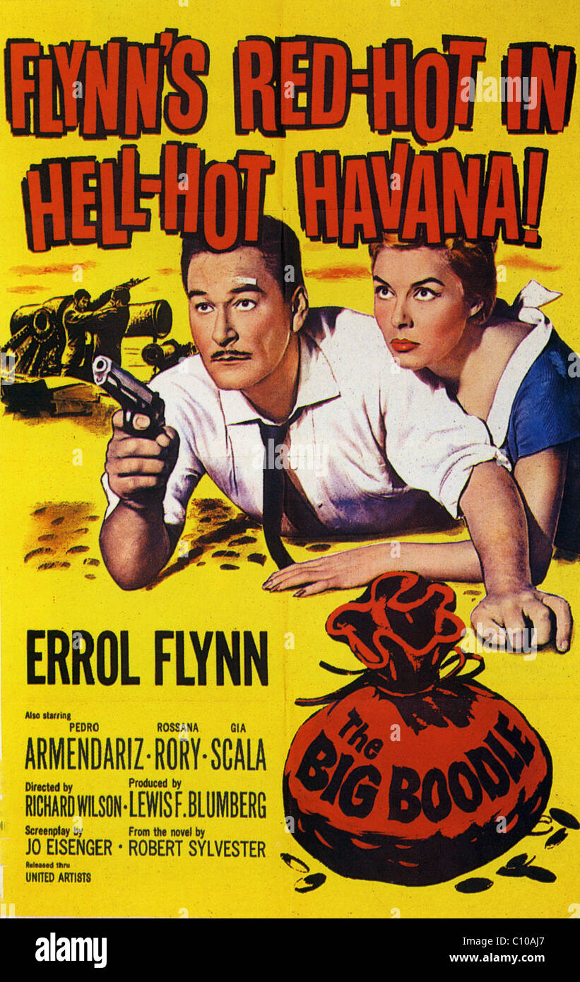 Das große BOODLE (aka A Night In Havanna) Plakat für 1957 Monteflore film mit Errol Flynn Stockfoto