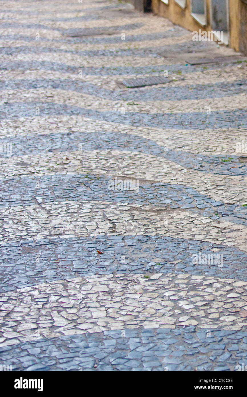 Mosaik-Pflaster, Pelourinho oder Altstadt, Salvador, Brasilien Stockfoto
