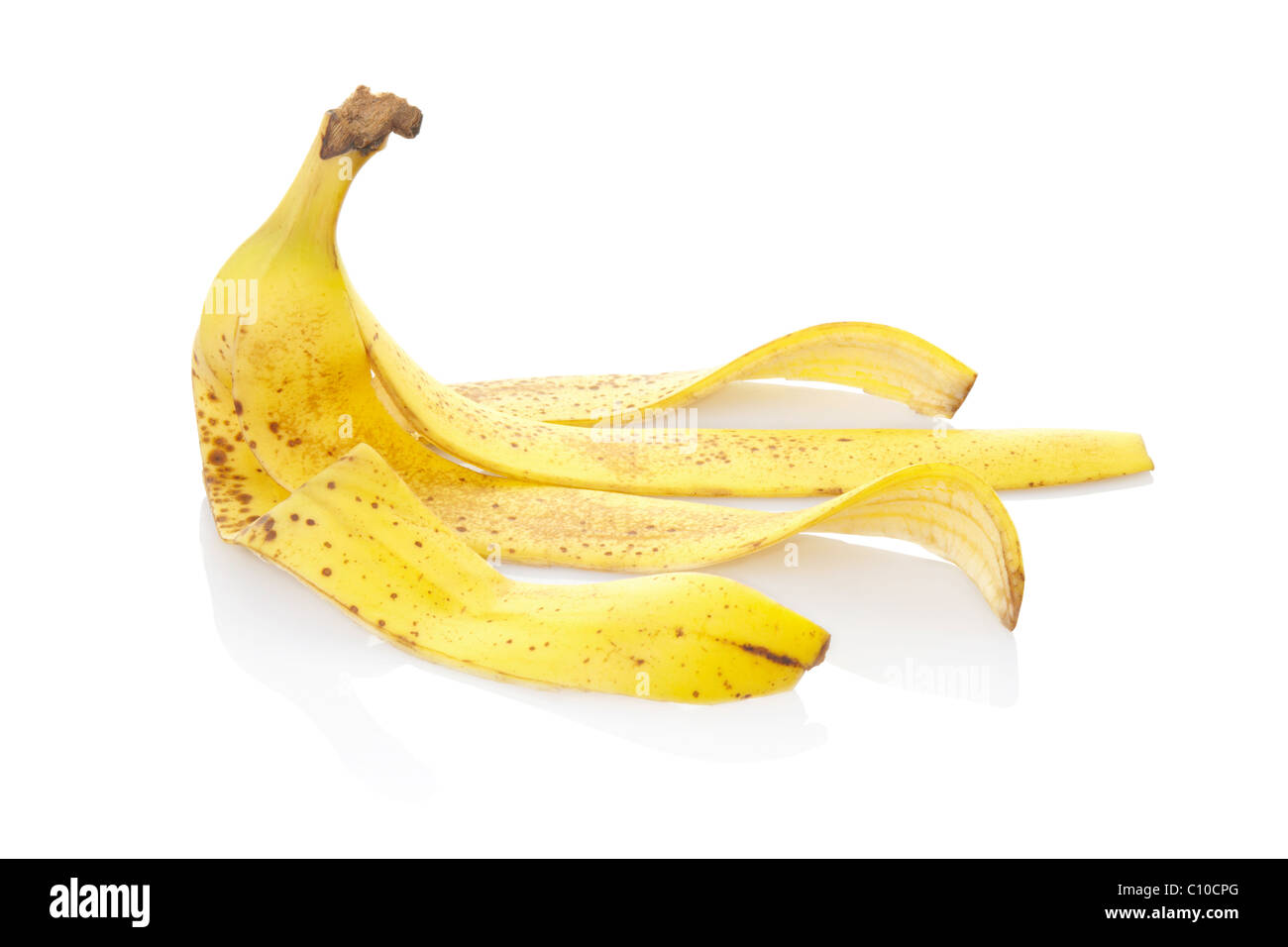 Bananenschale isoliert auf weiss Stockfoto