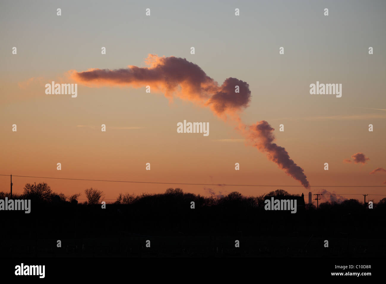 Drax Kraftwerk bei Sonnenuntergang mit dramatischen Wolke Effekte Stockfoto