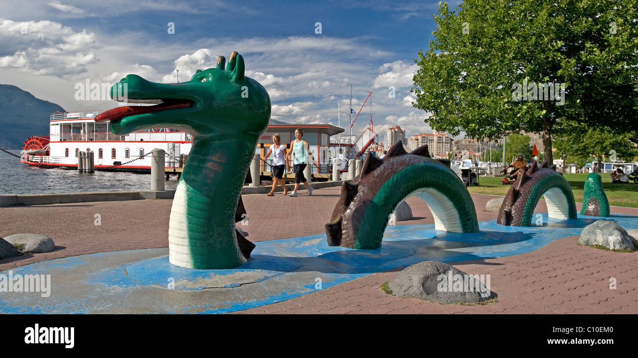 Mythos der Fisch-Kreatur, Ungeheuer von Loch Ness in Okanagan Lake in Kelowna Stockfoto