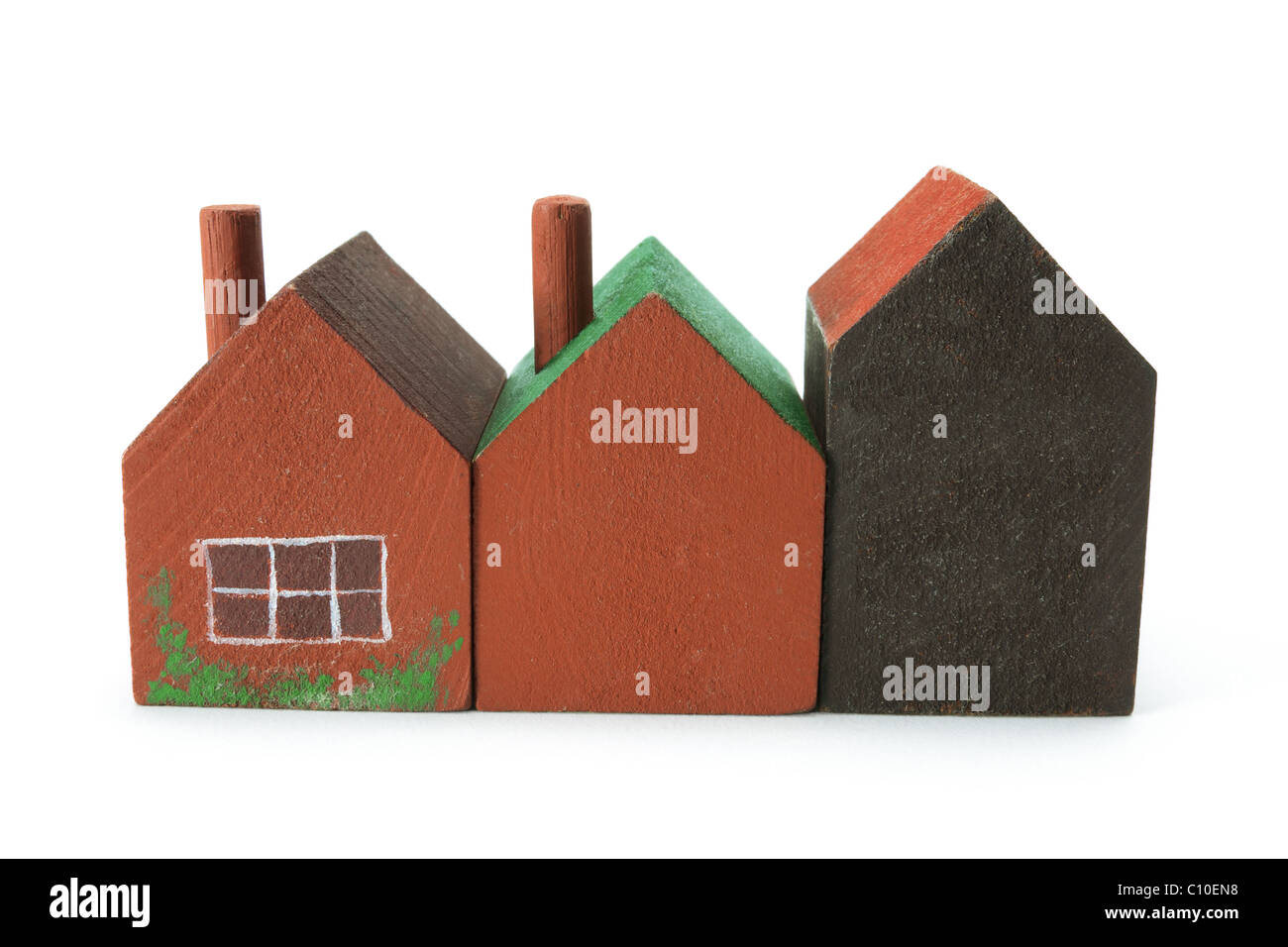 Hölzerne Miniatur-Häuser Stockfoto