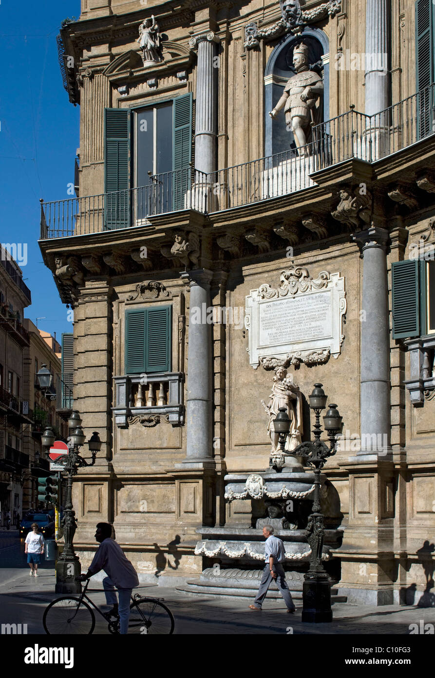 Quattro Canti, Piazza Vigliena, Palermo, Sizilien, Italien Stockfoto