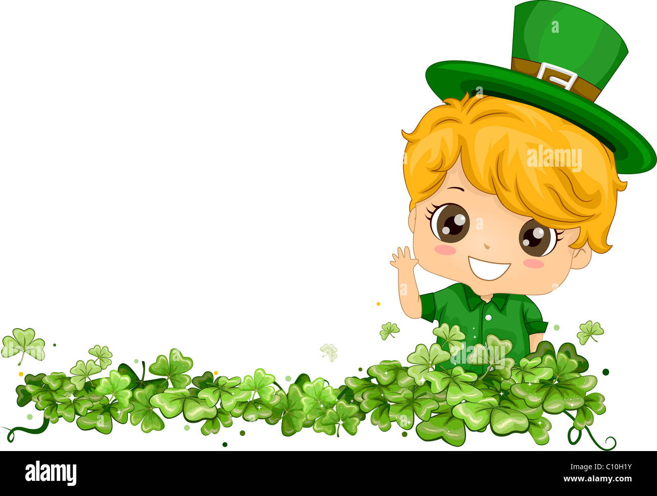 Mit einem jungen in der Nähe eine Reihe von Kleeblätter Bordürenmuster Stockfoto