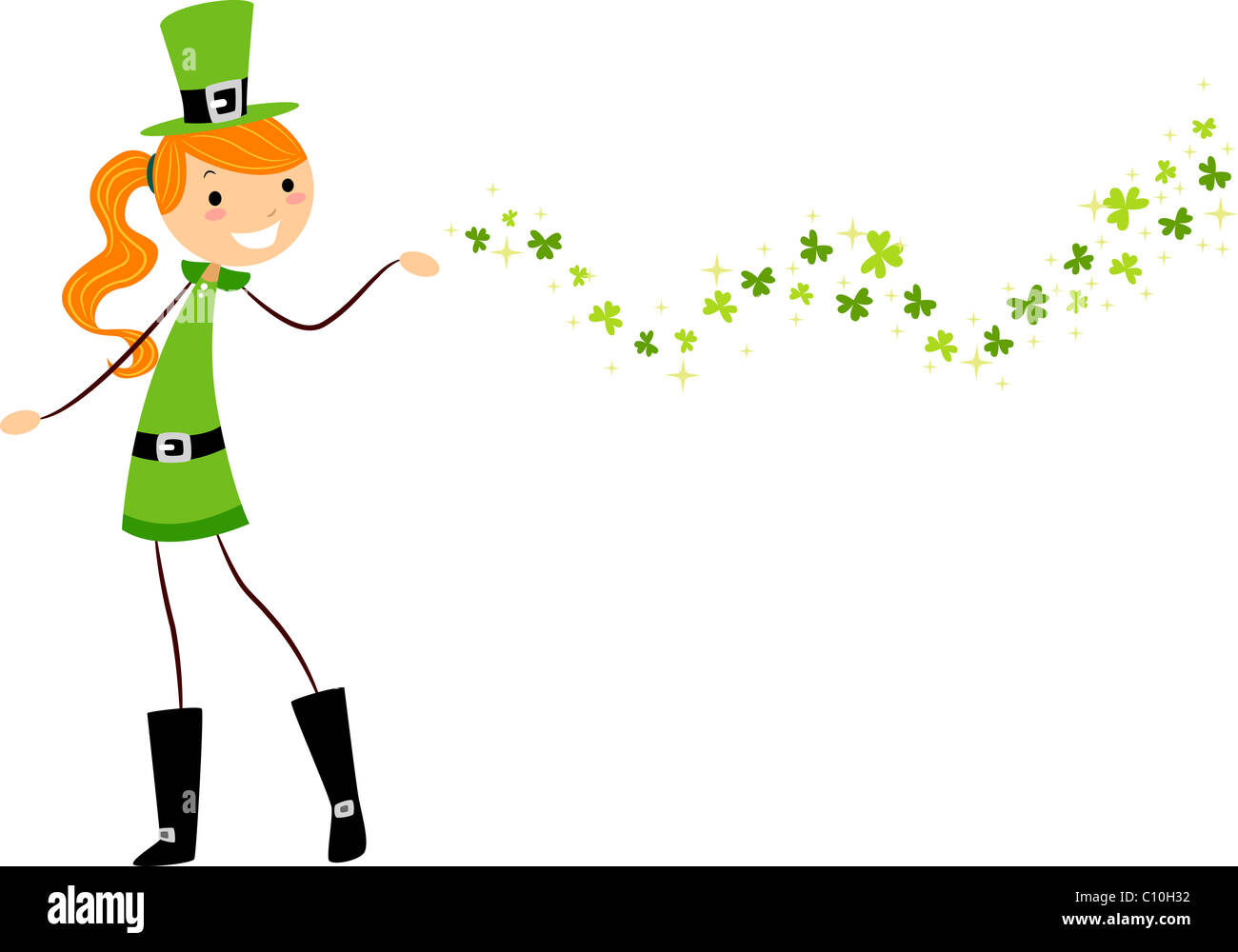 Beispiel für ein Mädchen Streuung Kleeblätter Stockfoto