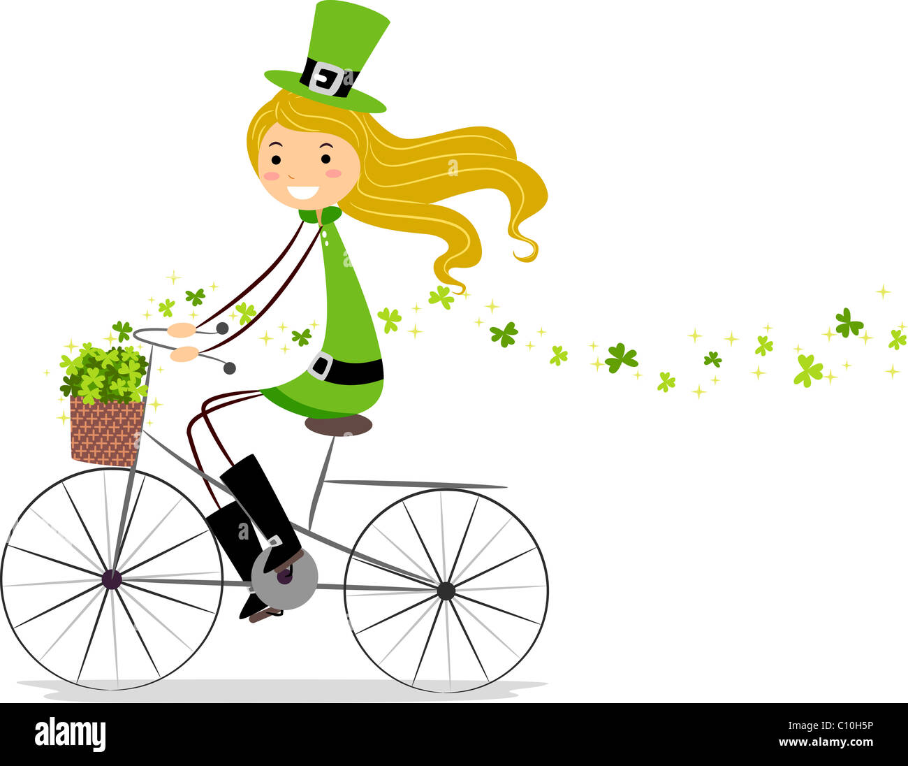 Abbildung eines Mädchens auf einem Fahrrad Stockfoto