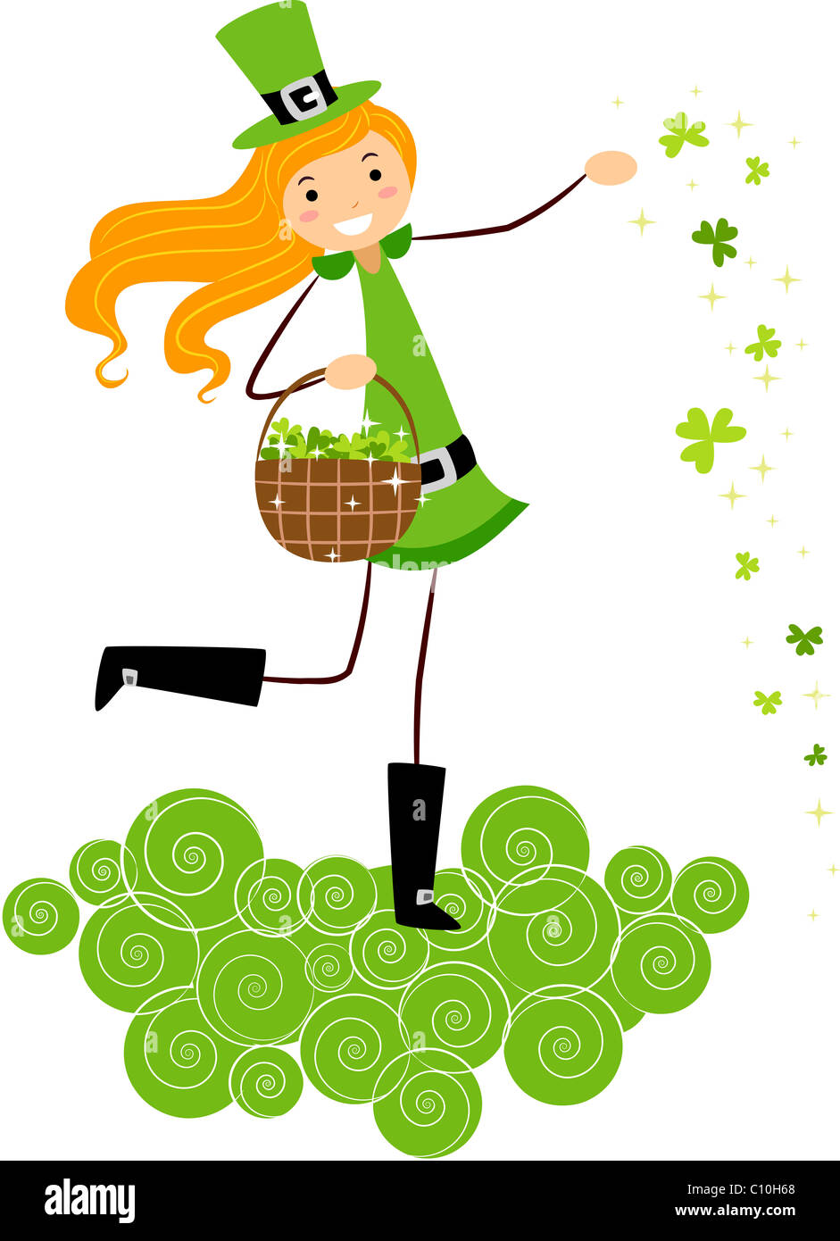 Beispiel für ein Mädchen Streuung Kleeblätter Stockfoto