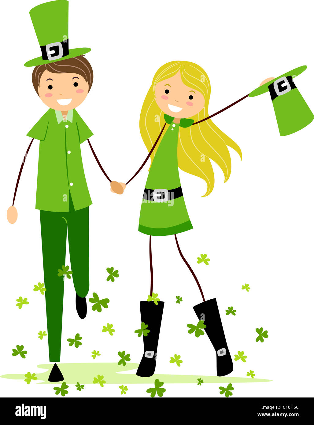 Abbildung eines Paares in St. Patrick Day Kostüm Stockfoto