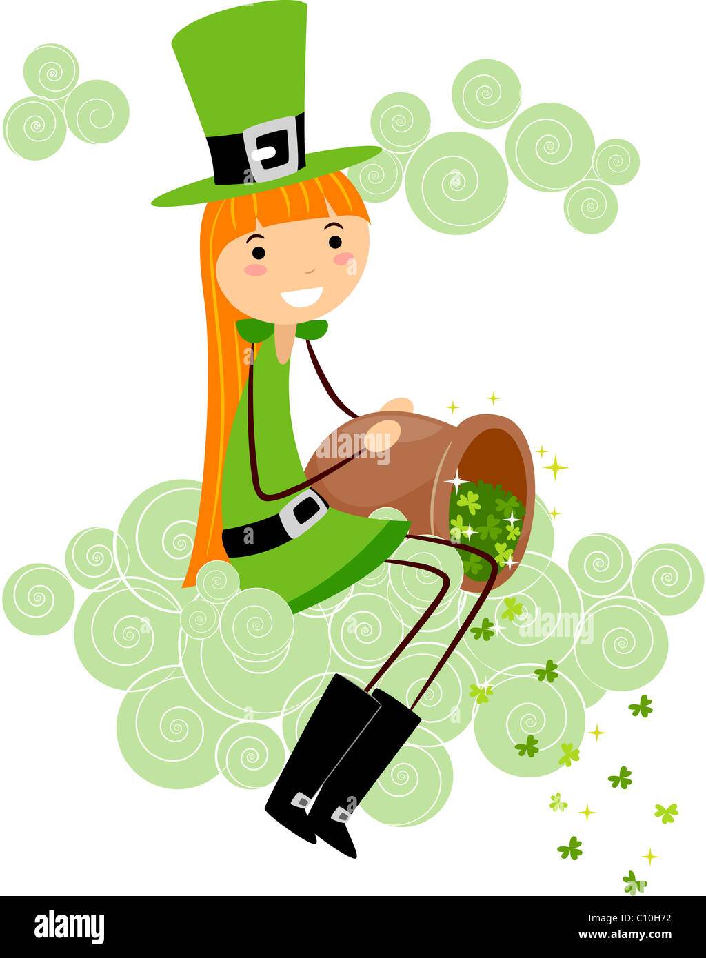 Beispiel für ein Mädchen Streuung Kleeblätter Stockfoto