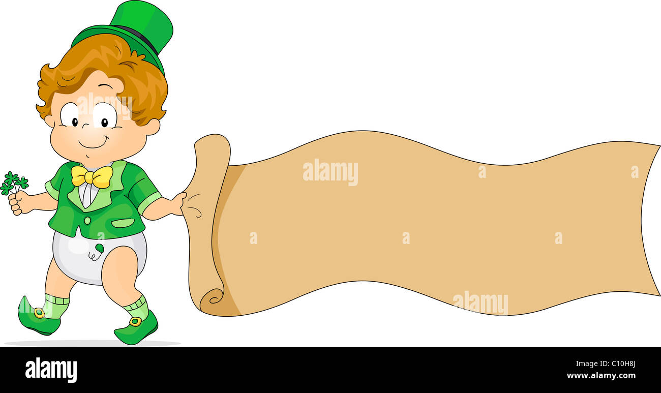 Abbildung eines Babys halten einen Banner Stockfoto