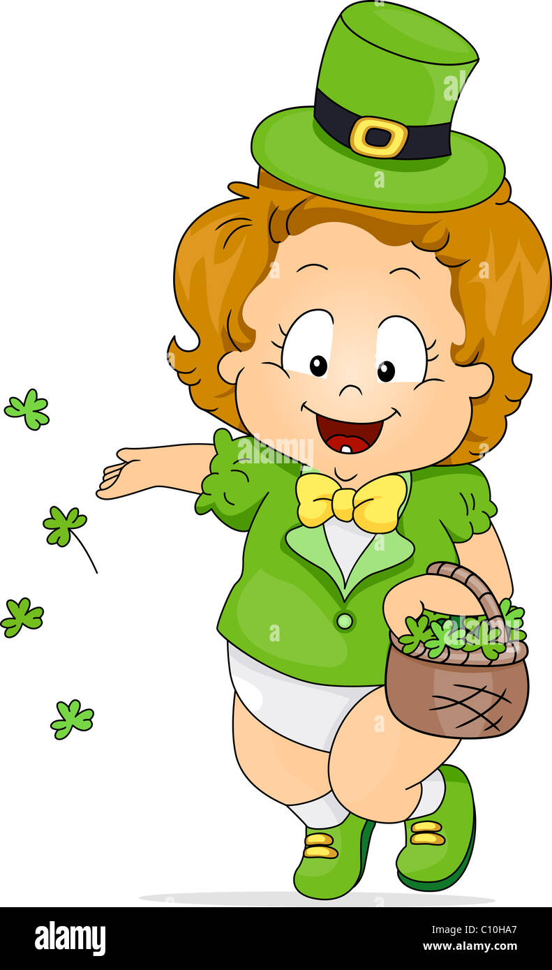 Beispiel für ein Kind Streuung Kleeblätter Stockfoto