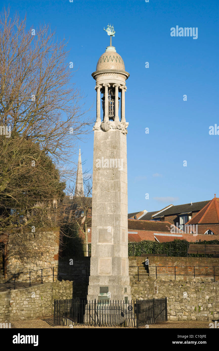 Das Mayflower Memorial, Stadtkai, Southampton, Hampshire, England, Vereinigtes Königreich, Europa Stockfoto