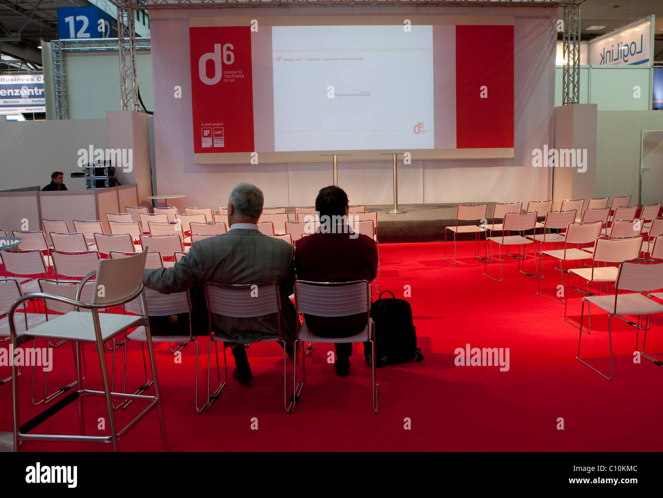 Leere Auditorium, Internationale Computermesse CEBIT internationalen Computermesse, Hannover, Niedersachsen, Deutschland, Europa Stockfoto