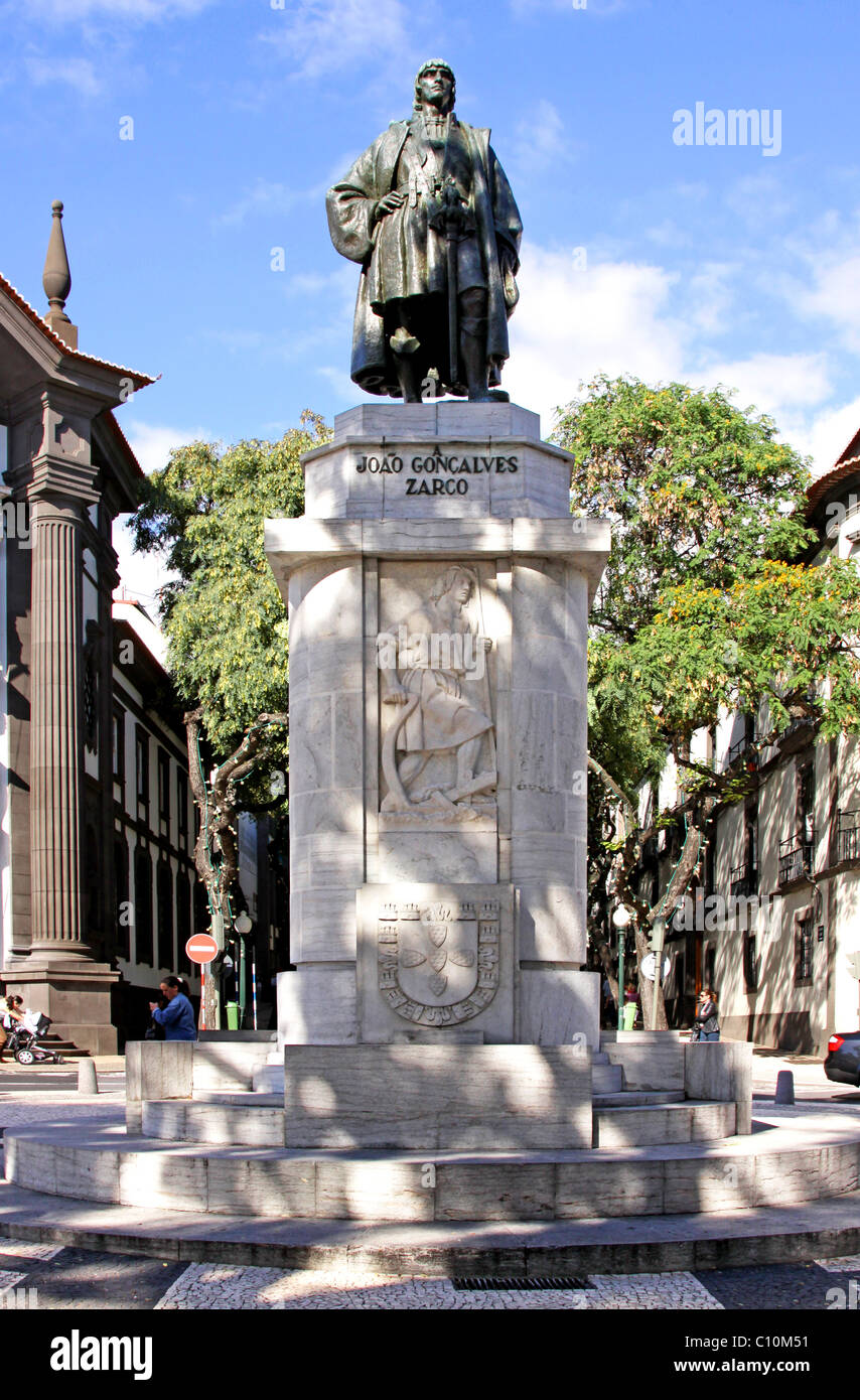 Denkmal für Joao Goncalves Zarco, Monumento Zarco, Entdecker der Insel, Funchal, Madeira, Portugal Stockfoto