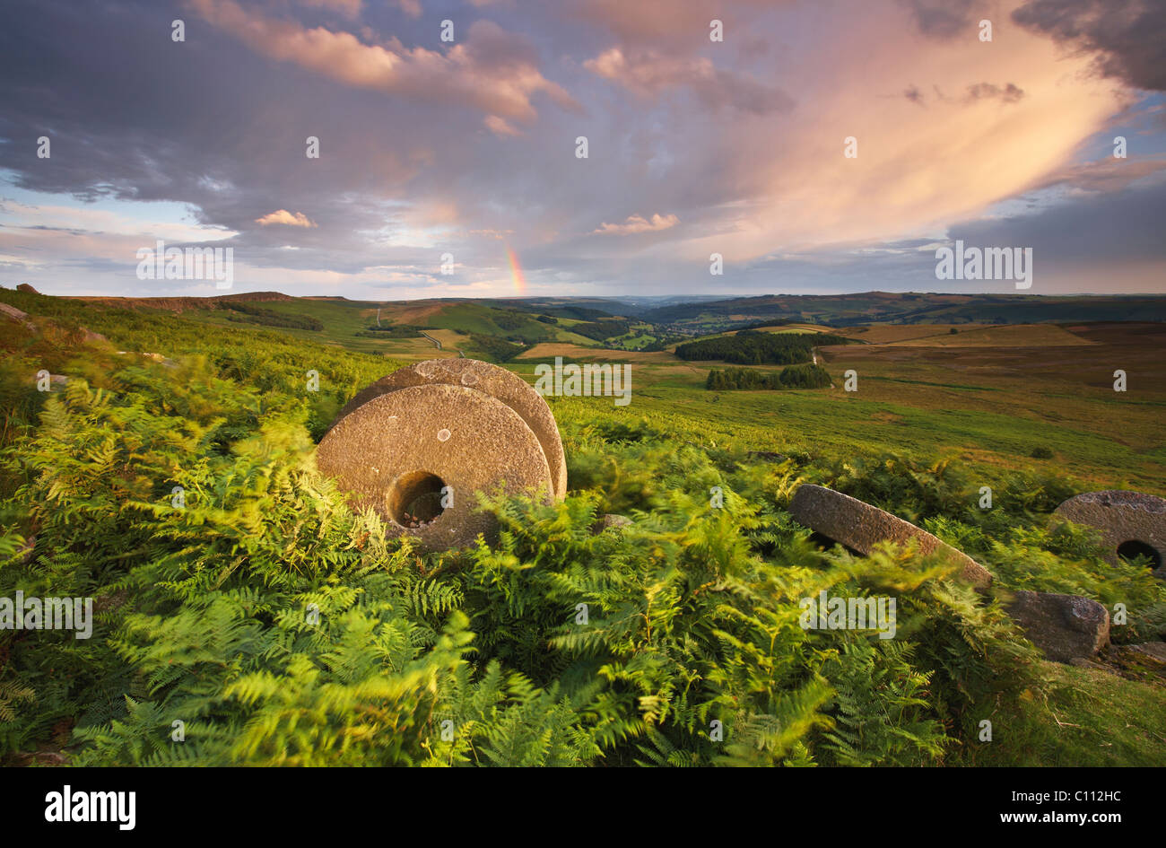 Mühlsteine auf Stanage Stockfoto