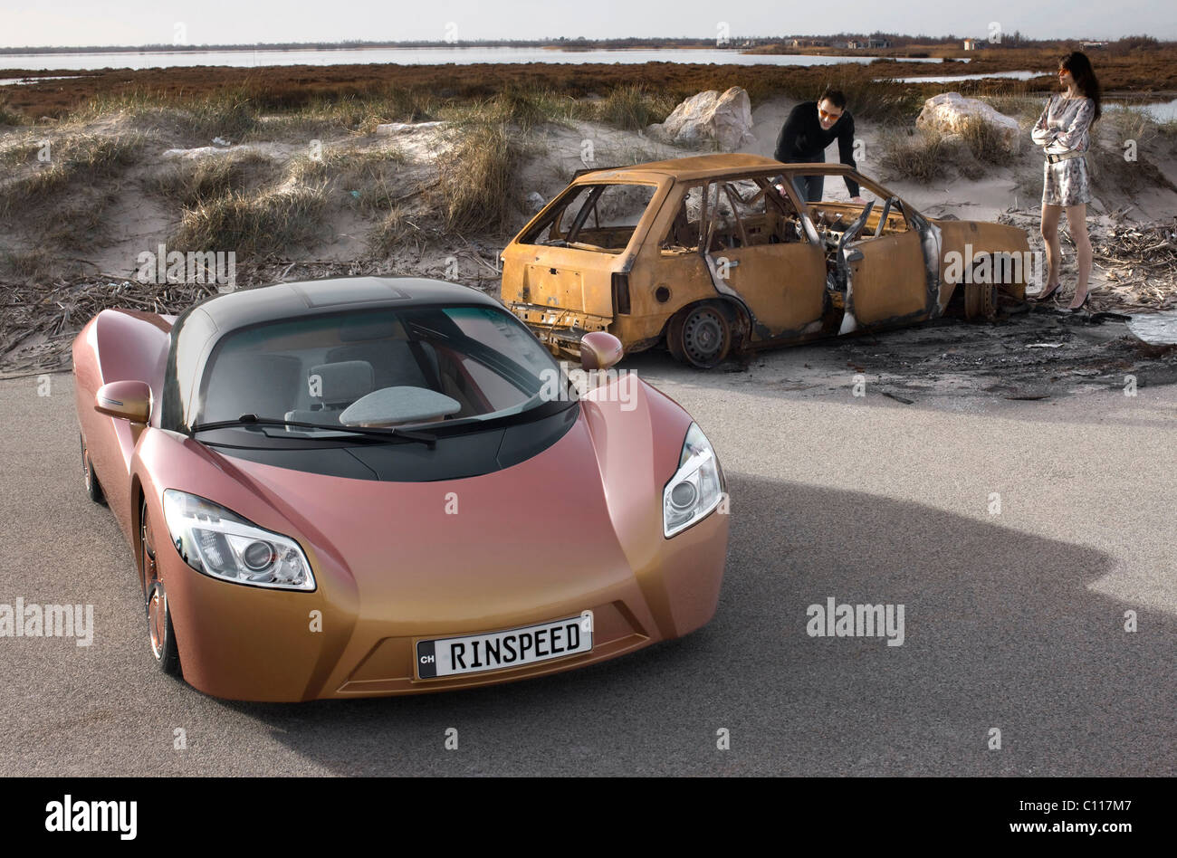 DIE weltweit erste Transformatoren Auto-sie sagen zwei Unternehmen und drei ist eine Menge - aber nicht für diese natty kleinen Motor.   Die Stockfoto