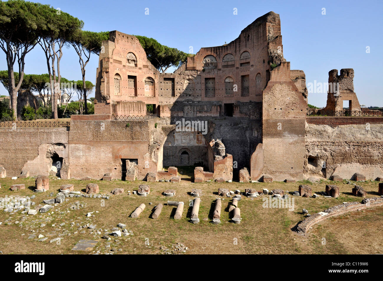 Stadion, Hippodrom mit des Kaisers Loge, Domus Augustana, Palatin, Rom, Latium, Italien, Europa Stockfoto