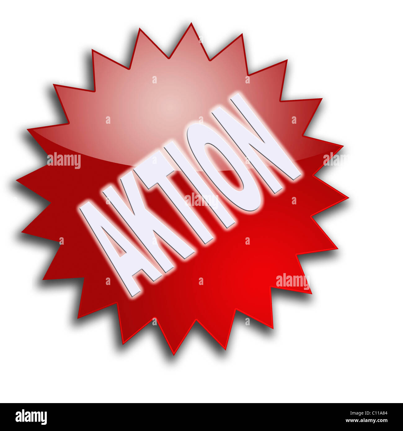 Schriftzug "Aktion", Aktion Stockfoto