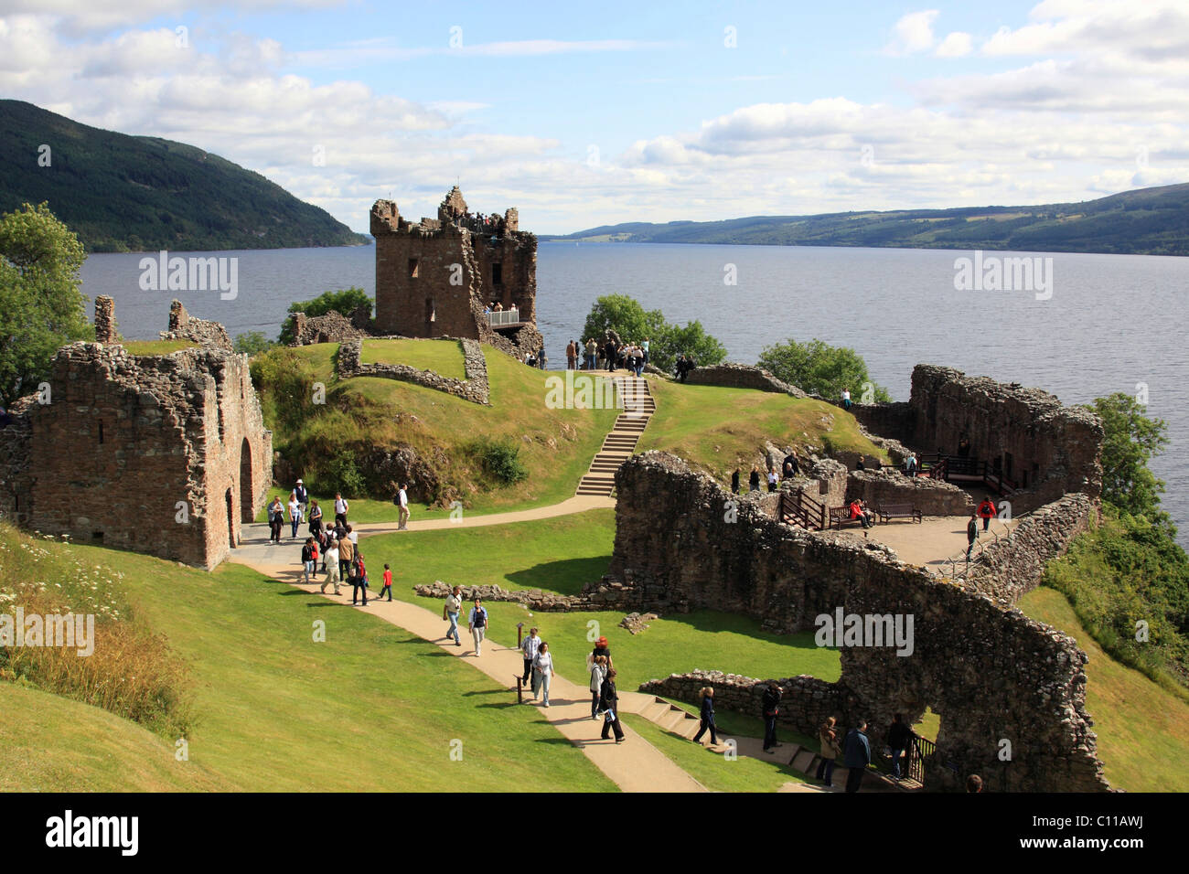 Urquhart Castle am Loch Ness, Schottland, Vereinigtes Königreich, Europa Stockfoto