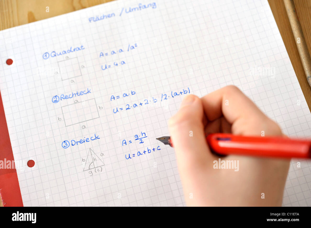 Student Mathematik Hausaufgaben Stockfoto