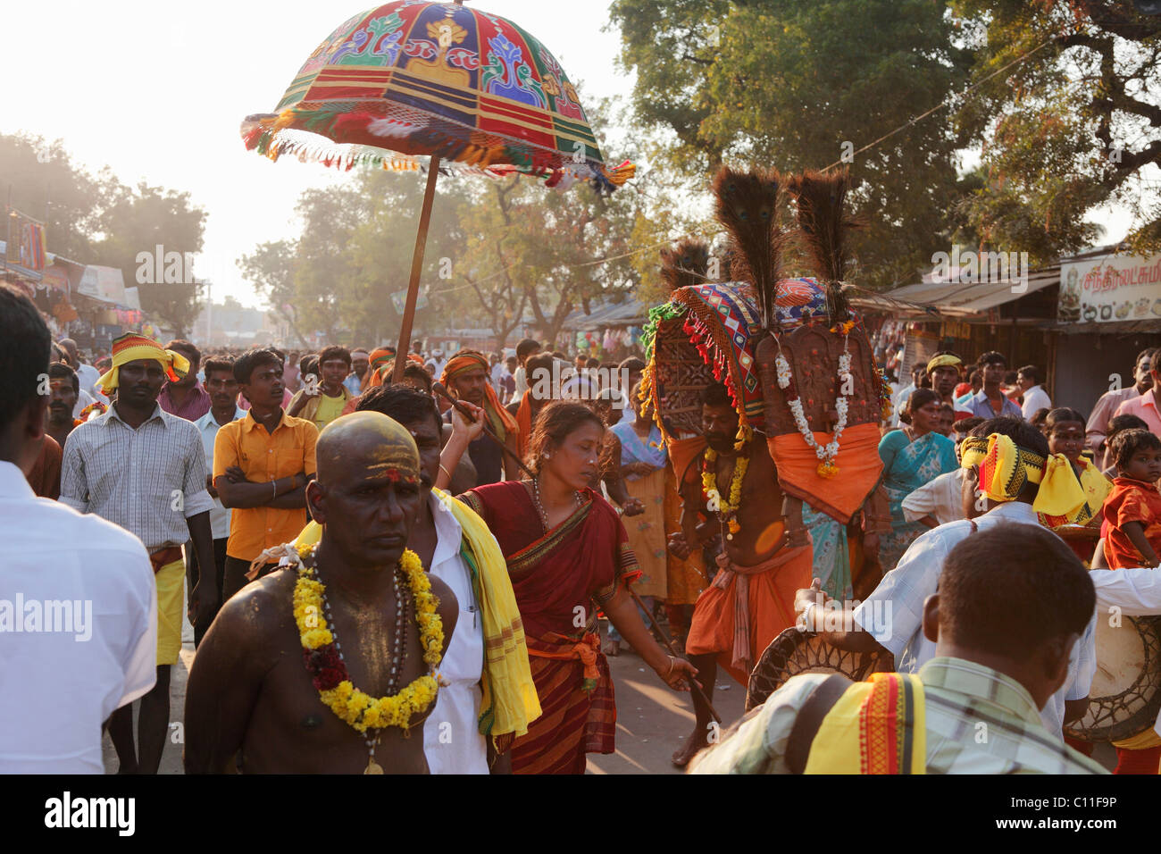 Pilger, Thaipusam Festival, hinduistische Festival, Palani, Tamil Nadu, Tamil Nadu, Südindien, Indien, Asien Stockfoto