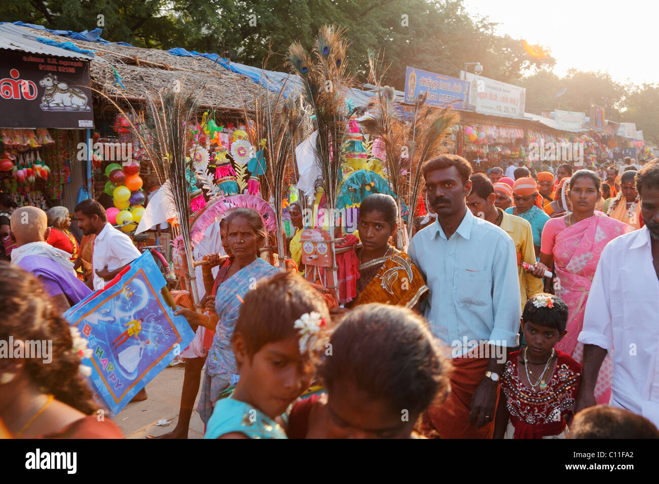 Hindu-Pilger, Thaipusam Festival in Palani, Tamil Nadu, Tamil Nadu, Südindien, Indien, Asien Stockfoto