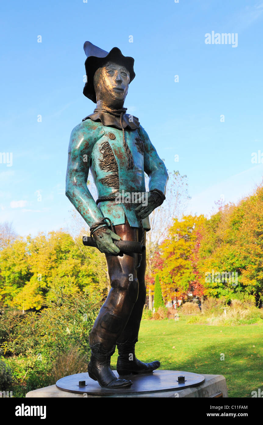 Die Bronzestatue des Vogelscheuche in Oz Park. Chicago, Illinois, USA. Stockfoto