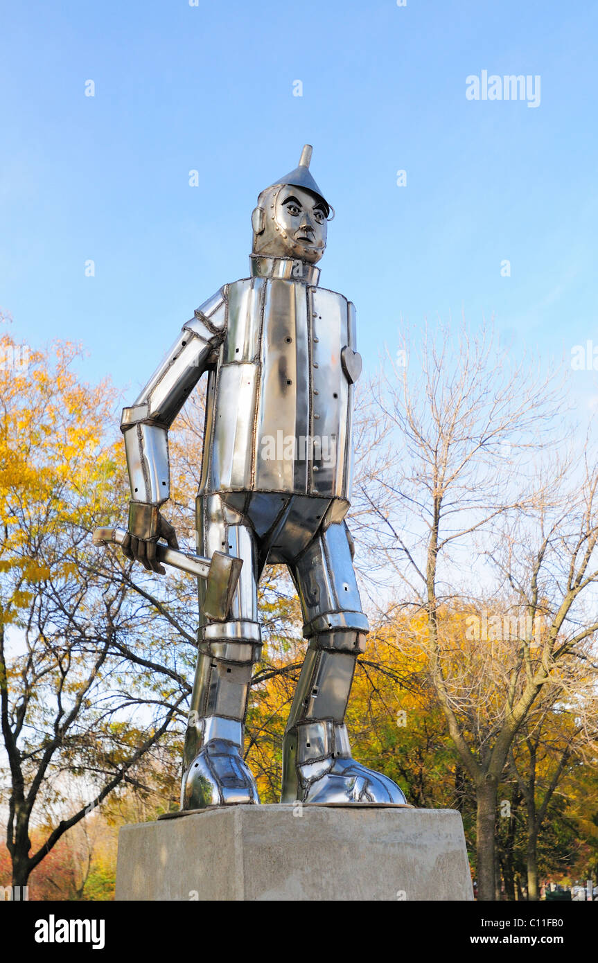 Chicago, Illinois, USA. Die Statue der Zinnmann in Oz Park. Stockfoto