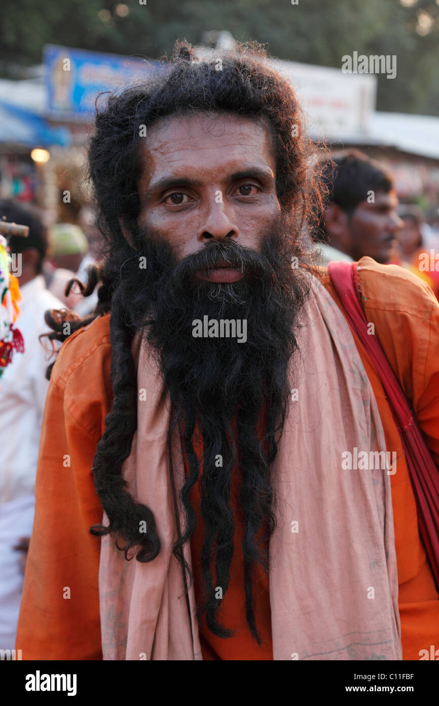 Pilger mit einem langen Bart, Thaipusam Festival in Palani, Tamil Nadu, Tamil Nadu, Südindien, Indien, Asien Stockfoto